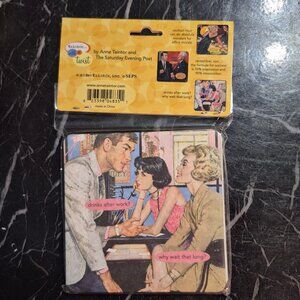 Funny set of coasters. 6 coasters, 3 designs.